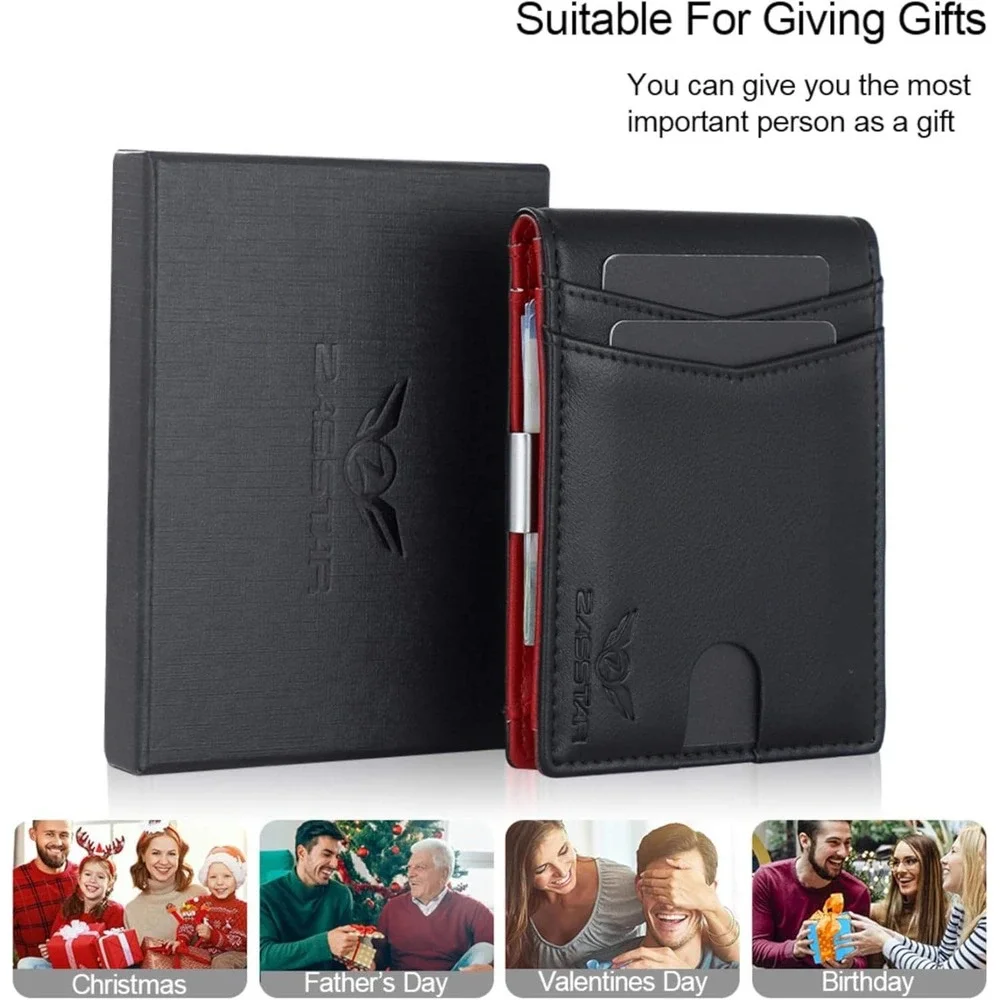 Slim Mens Wallet RFID Blocking Leather Minimalist Front Pocket Card Holder